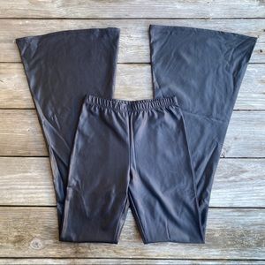 Two Hearts Black Leather High waisted Bell Bottoms